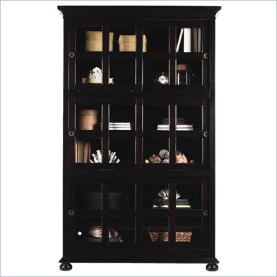 Lexington Long Cove 5 Shelf Bayville Barrister Bookcase with 6 Sliding Glass Doors in Midnight Brown Finish