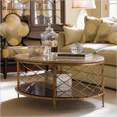 Lexington St.Tropez Athene Oval Cocktail Table in Gold Finish