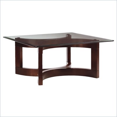 Lexington Zacara Crescent Square Glass Top Cocktail Table in Sable Brown