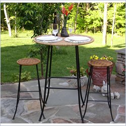4D Concepts Wicker Bistro Outdoor Patio Bar Set With 2 Stools