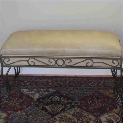4D Concepts Antique Metal Upholstered Bench
