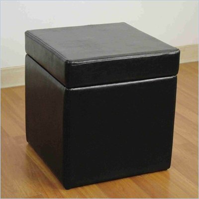 4D Concepts Faux Leather Cube Ottoman w/ lift top Storage
