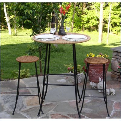4D Concepts Wicker Bistro Outdoor Patio Bar Set With 2 Stools