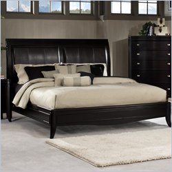Somerton Signature Sleigh Bed with Bicast Leather in Mocha Finish