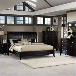 Somerton Signature Mocha Bicast Leather Sleigh Bed 4 Piece Bedroom Set