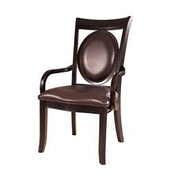 Somerton Signature Bicast Leather Dining Arm Chair in Deep Mocha Brown Finish