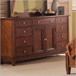 Somerton Runway 9 Drawer Triple Dresser in Warm Brown