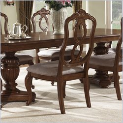Somerton Melbourne Traditional Fabric Dining Side Chair in Warm Brown Finish
