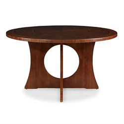 Somerton Manhattan Modern Art Round Pedestal Dining Table in Coffee Brown Finish