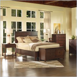 Somerton Enchantment Wood Panel Bed 3 Piece Bedroom Set in Cappuccino