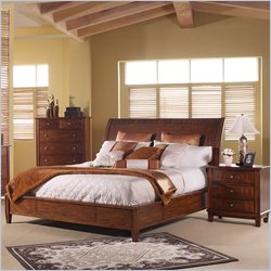 Somerton Runway Wood Sleigh Bed 3 Piece Bedroom Set in Warm Brown