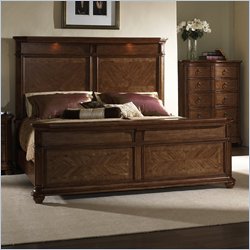 Somerton Melbourne Wood Panel Bed 4 Piece Bedroom Set in Warm Brown