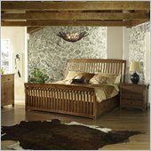 Somerton Craftsman Wood Storage Sleigh Bed 3 Piece Bedroom Set in Blonde Finish