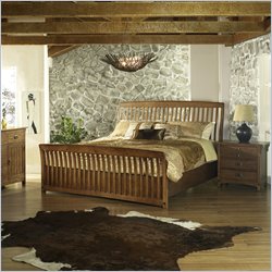 Somerton Craftsman Wood Sleigh Bed 5 Piece Bedroom Set in Blonde Finish