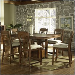 Somerton Craftsman Bar Table 7 Piece Dining Set in Blonde Finish