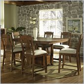 Somerton Craftsman Bar Table 7 Piece Dining Set in Brown Finish