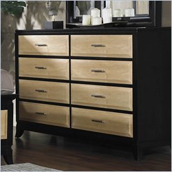 Somerton Insignia 8 Drawer Double Dresser in Maple and Merlot Finish