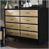 Somerton Insignia 8 Drawer Double Dresser in Maple and Merlot Finish