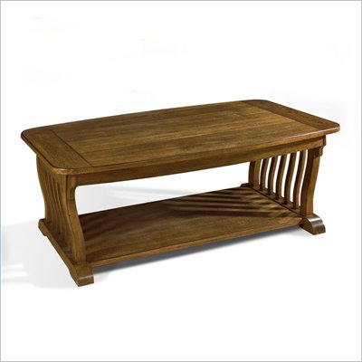 Somerton Craftsman Mission Rectangular Wood Cocktail Table in Brown