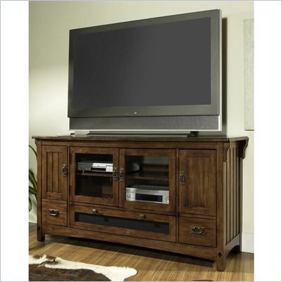 Somerton Craftsman TV Console in Warm Brown Finish