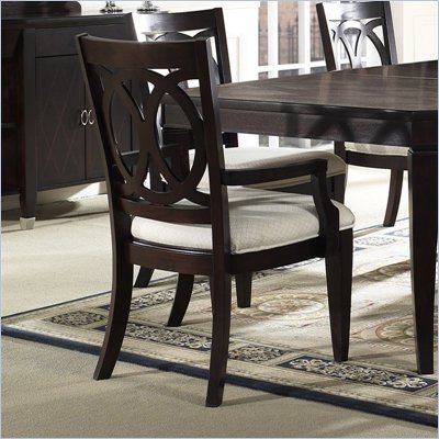 Somerton Crossroads Fabric Arm Dining Side Chair in Deep Burnished Brown Finish