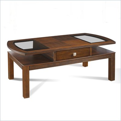 Somerton Gracious Living Oval Wood and Glass Cocktail Table in Dark Walnut 