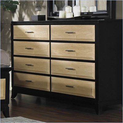 Somerton Insignia 8 Drawer Double Dresser in Maple and Merlot Finish