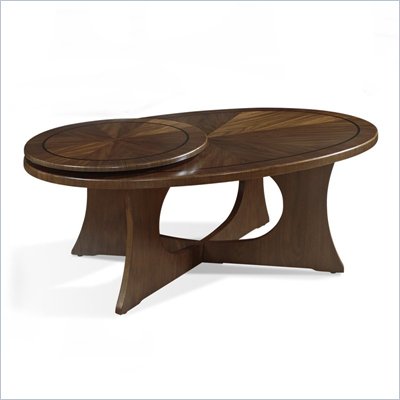 Somerton Manhattan Modern Art Oval Cocktail Wood Table in Coffee Brown