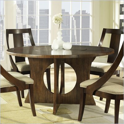 Somerton Manhattan Modern Art Round Pedestal Dining Table in Coffee Brown Finish