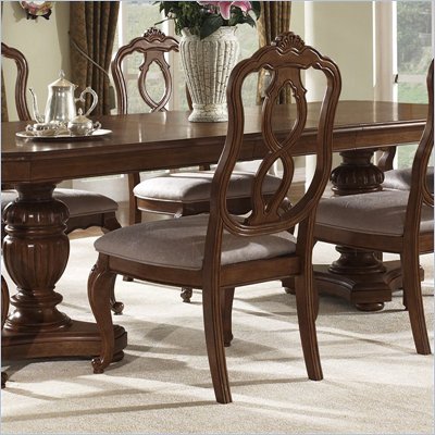 Somerton Melbourne Traditional Fabric Dining Side Chair in Warm Brown Finish