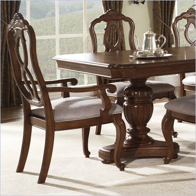 Somerton Melbourne Traditonal Fabric Dining Arm Chair in Warm Brown Finish