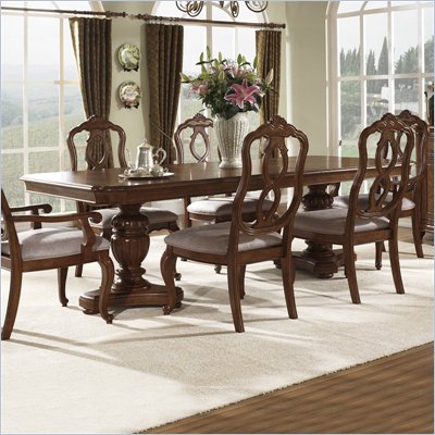 Somerton Melbourne Traditional Pedestal Formal Dining Table in Warm Brown Finish