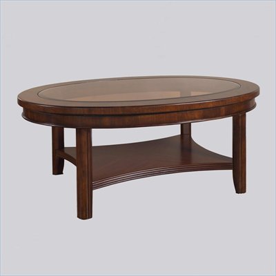 Somerton Oval Rhythm Wood Top Cocktail Table in Burnished Rum
