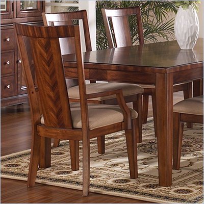 Somerton Runway Contemporary Fabric Dining Arm Chair in Warm Brown Finish