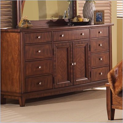 Somerton Runway 9 Drawer Triple Dresser in Warm Brown