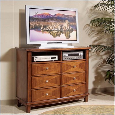 Somerton Runway Contemporary Media Chest in Warm Brown