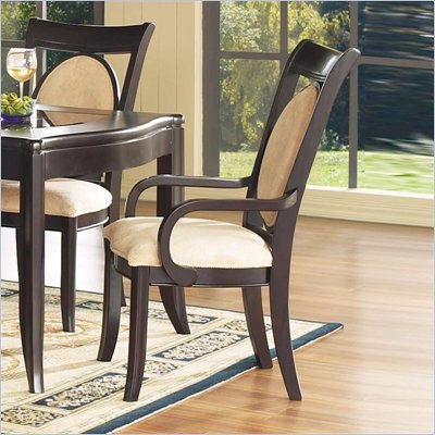 Somerton Signature Upholstered Dining Arm Chair in Mocha Finish