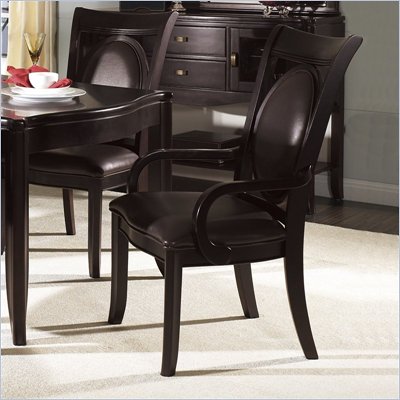 Somerton Signature Bicast Leather Dining Arm Chair in Deep Mocha Brown Finish