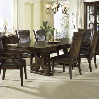 Somerton Villa Madrid Pedestal Formal Dining Table in Dusk Brown Finish