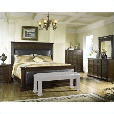 Somerton Villa Madrid Bicast Leather Panel Bed 6 Piece Bedroom Set