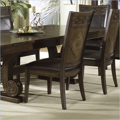 Somerton Villa Madrid Leather Dining Side Chair in Dusk Brown Finish