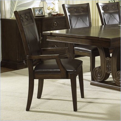 Somerton Villa Madrid Leather Dining Arm Chair in Dusk Brown Finish