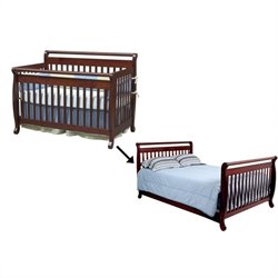 DaVinci Emily 4-in-1 Convertible Crib w/ Full/Twin Size Bed Rail Set in Cherry