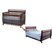 DaVinci Emily 4-in-1 Convertible Crib w/ Full/Twin Size Bed Rail Set in Cherry