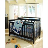 DaVinci Emily 4-in-1 Wood Baby Crib w/ Full/Twin Size Bed Rail Set in Ebony