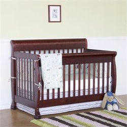 DaVinci Kalani 4-in-1 Convertible Crib Set w/ Full/Twin Size Bed Rail in Cherry