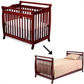 DaVinci Emily Mini 2-in-1Convertible Crib Set w/ Twin Size Bed Rail in Cherry