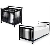 DaVinci Emily Mini 2-in-1Convertible Wood Baby Crib Set With Bed Rail in Ebony
