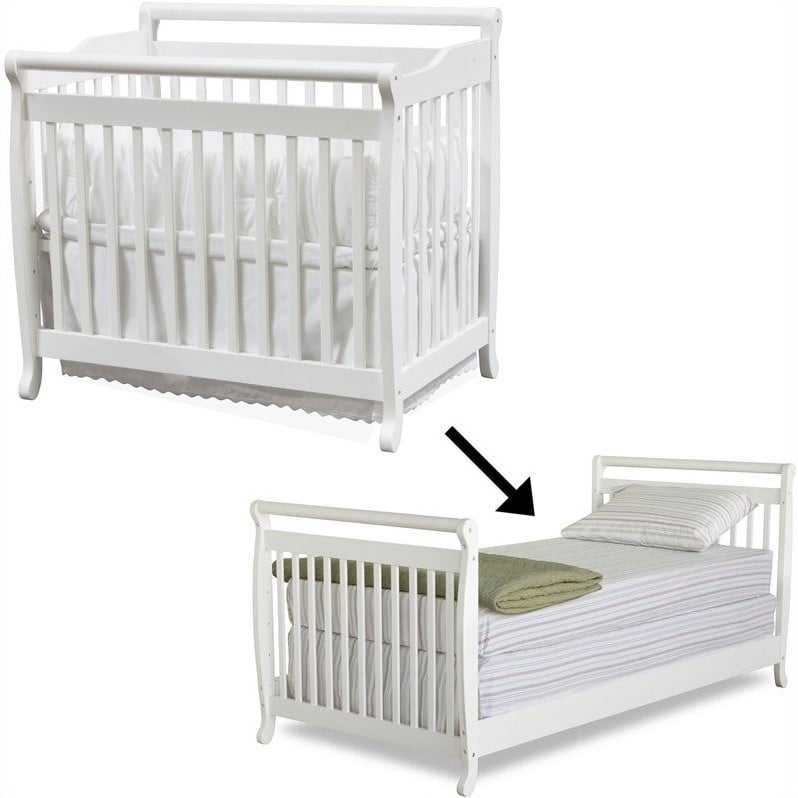 ... Mini Convertible Wood w Twin Size Bed Rail White Baby Crib Set | eBay