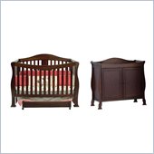 DaVinci Parker 4-in-1 Convertible Wood Crib Set w/ Toddler Rail in Coffee